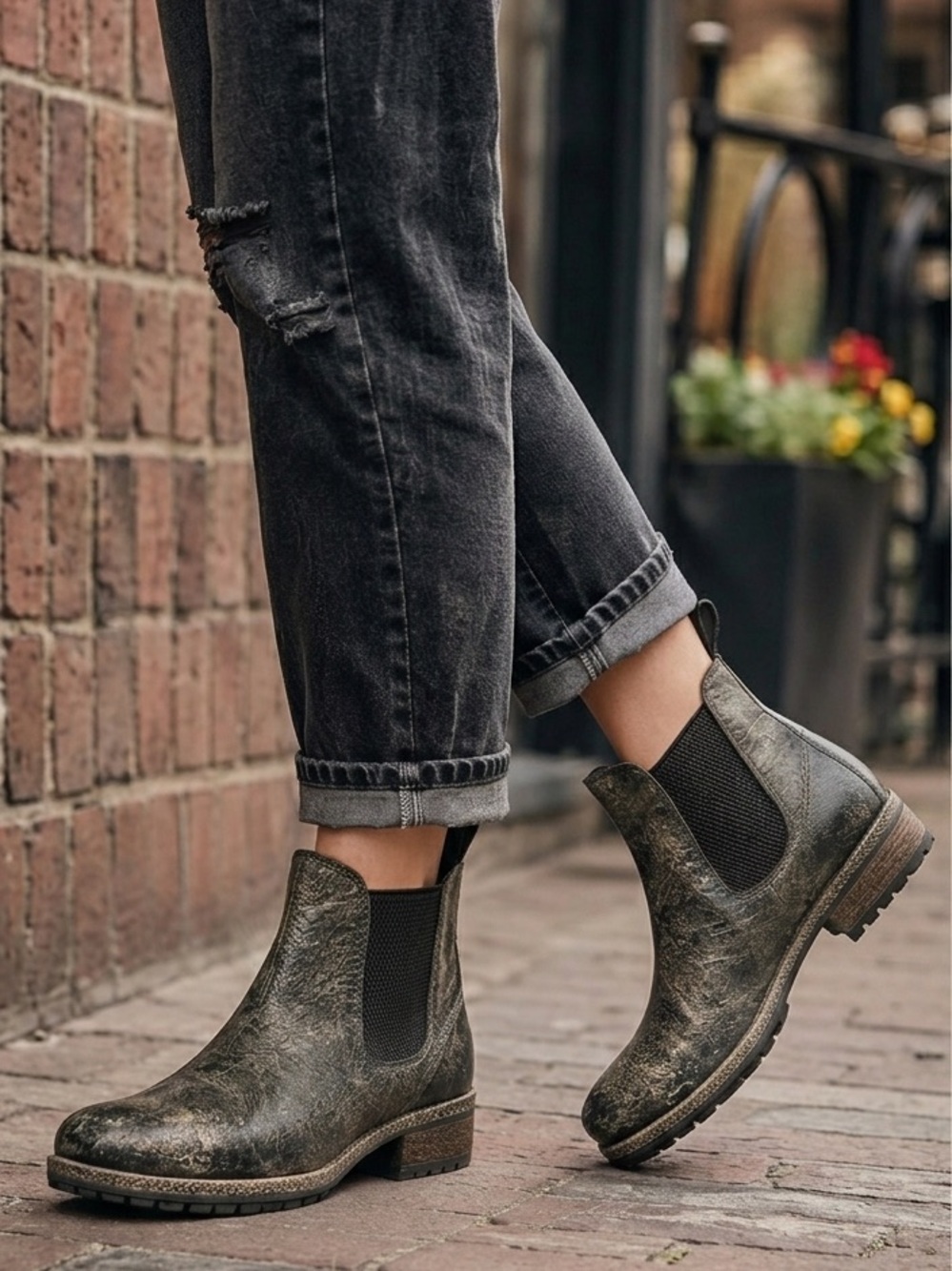 Diba True Say So Distressed Crackle Rustic Genuine Leather Chelsea Boots 8.5